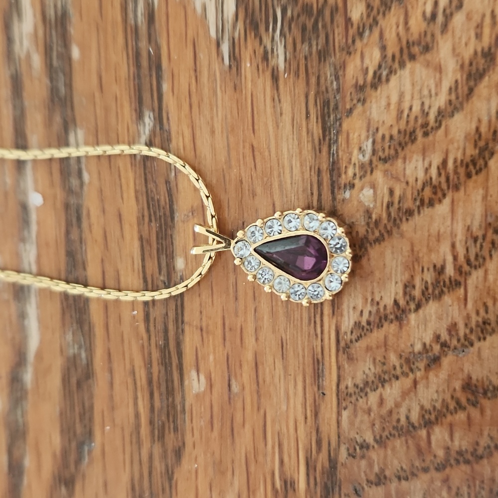 Avon dark purple crystal necklace